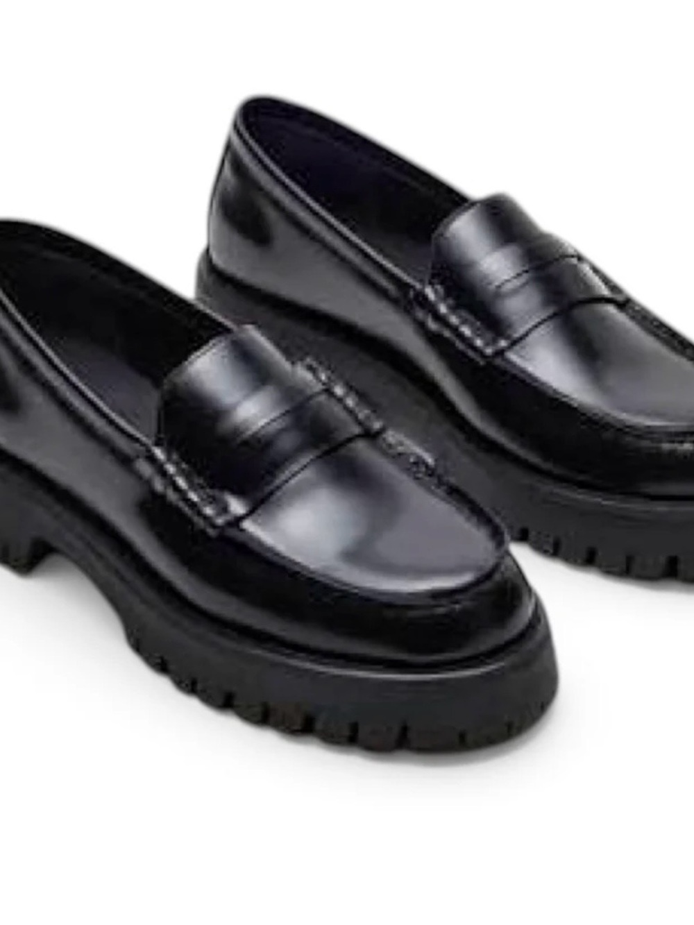 Steve Madden Black Lug Sole Penny Loafers Steve Madden Women's Langsten